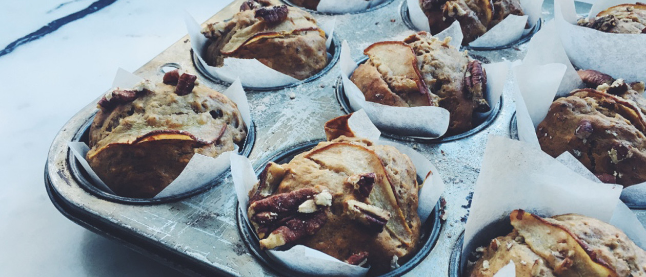 Banana-pear-pecan-breakfast-muffins