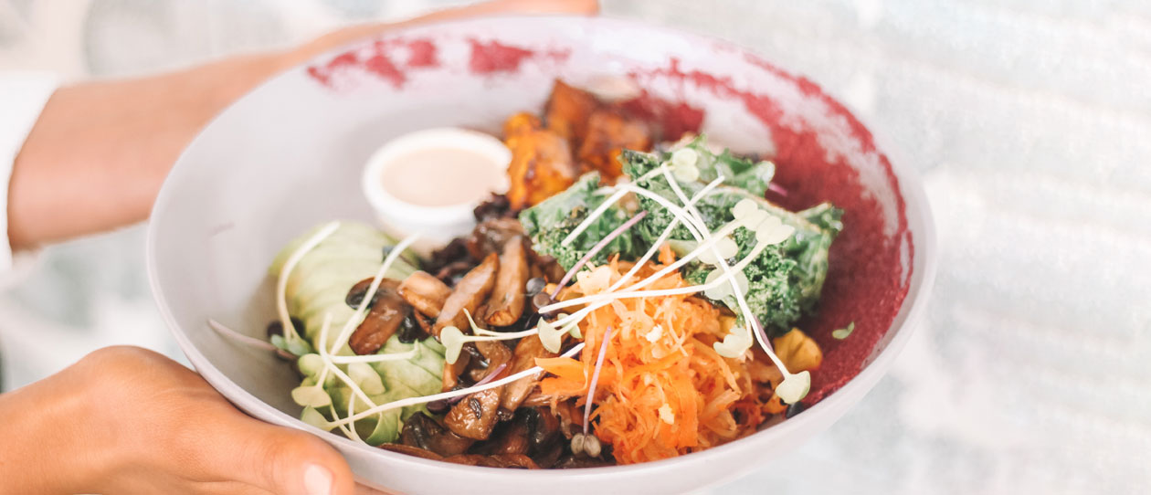 Bowl of vegetables served in a white bowl